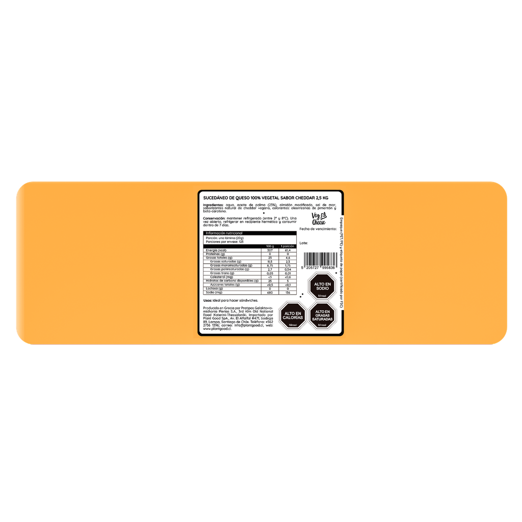 Queso vegetal en bloque sabor cheddar HoReCa 2.5Kgx5