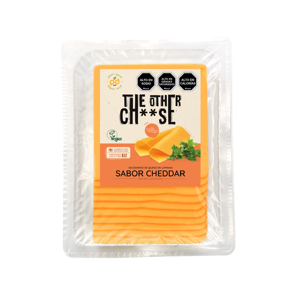 Queso vegetal en láminas sabor cheddar 200gx12