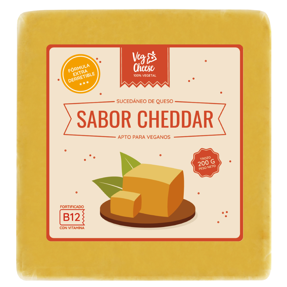 Queso vegetal en trozo sabor cheddar 200gx15
