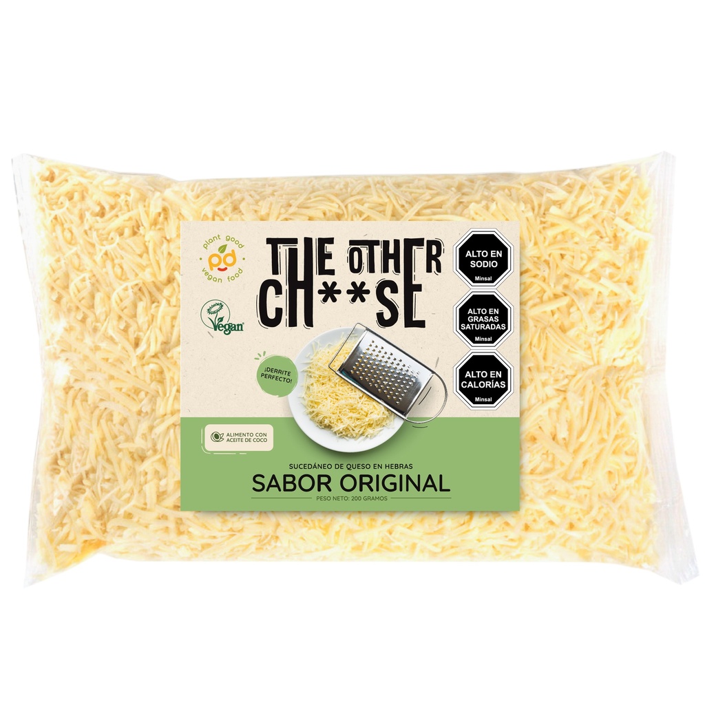 Queso vegetal sabor original en hebras derretible 200gx12