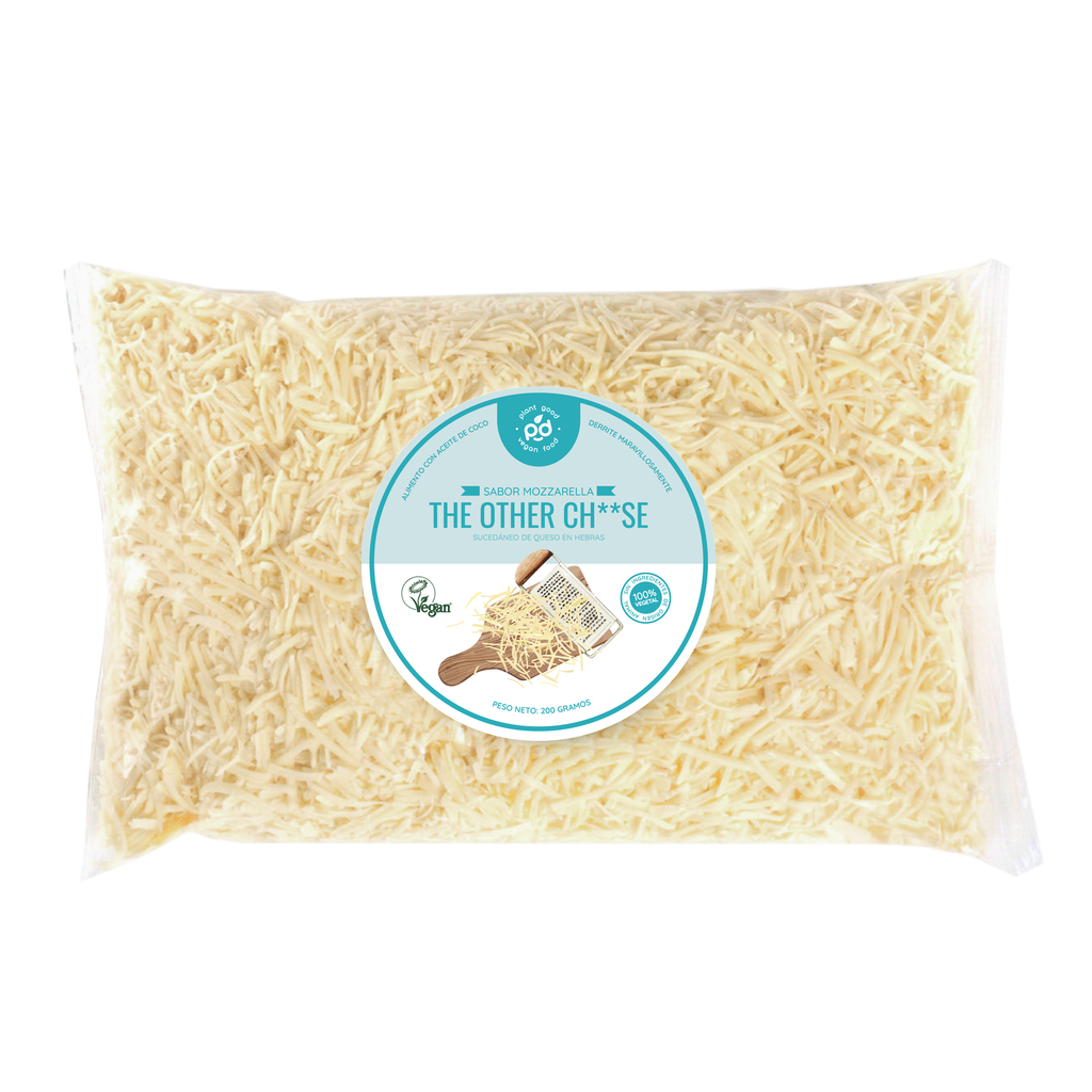 Queso vegetal sabor mozzarella en hebras derretible 200gx12