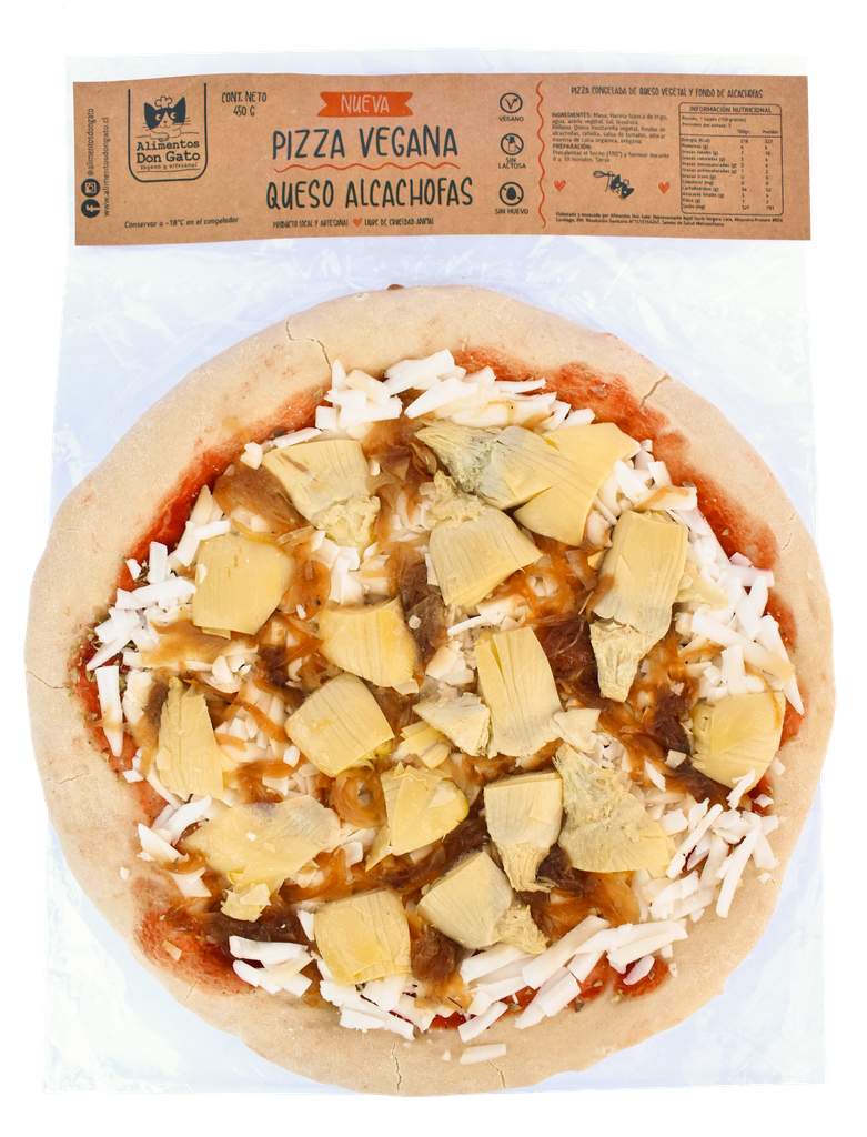 Pizza vegana alcachofas y cebolla caramelizada 450gx5
