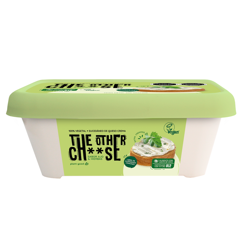 Queso vegetal sabor ajo&hierbas en crema 200gx16