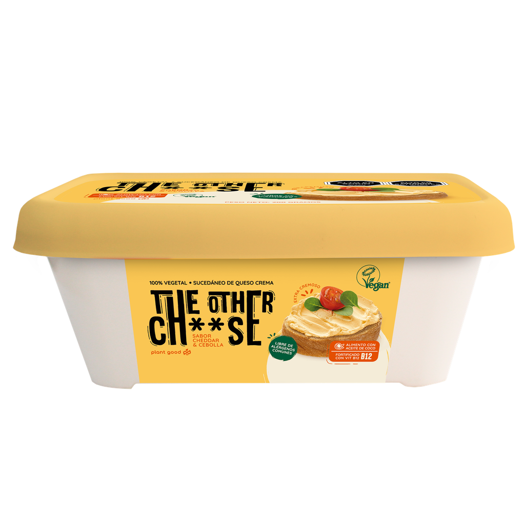 Queso vegetal sabor cheddar&cebolla en crema 200gx16